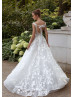 Sabrina Neck Ivory Lace Floral Wedding Dress